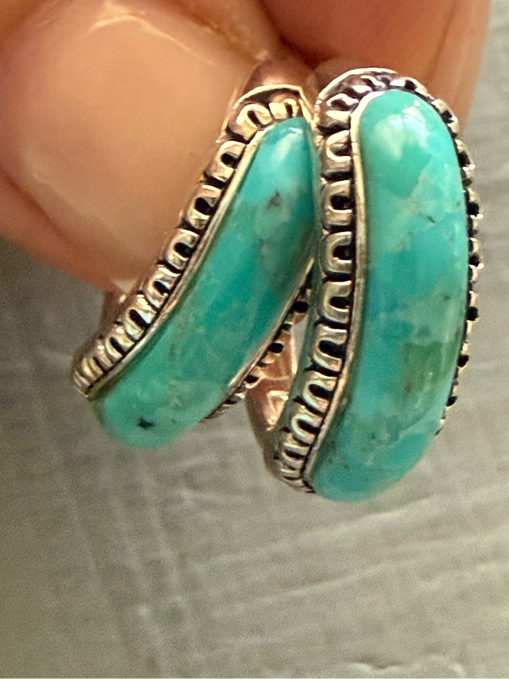 BBJ Sterling Silver Turquoise Stone Women’s Earrings NEW